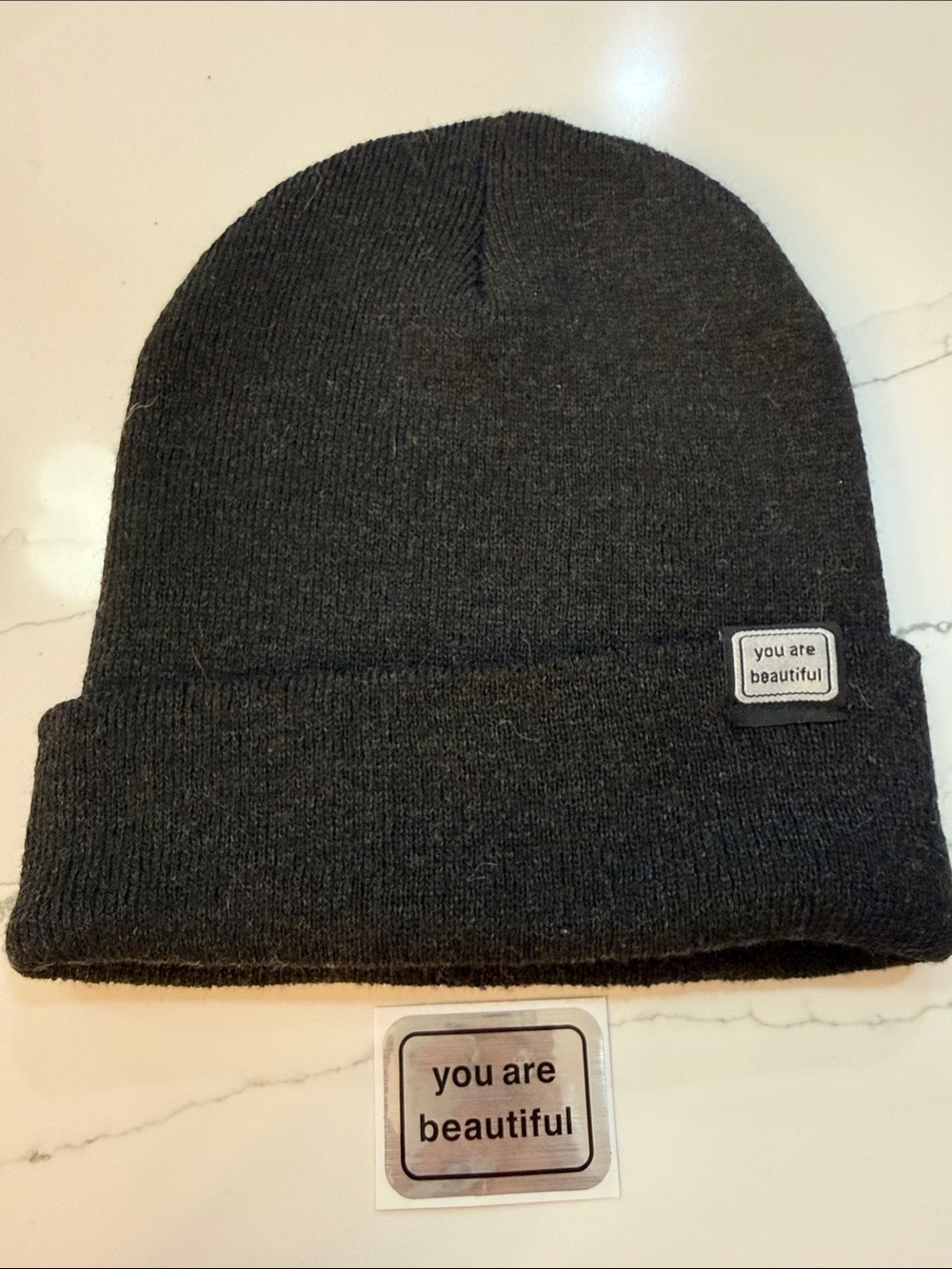 you are beautiful charcoal grey beanie